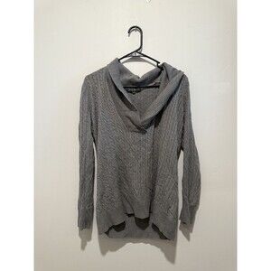 Eddie Bauer Cable Knit Cowl Neck Gray Sweater Large Tall